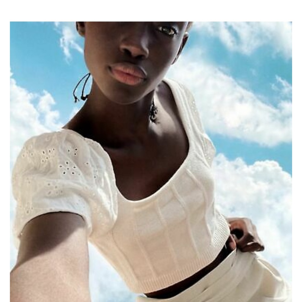 Zara embroidered crop top white